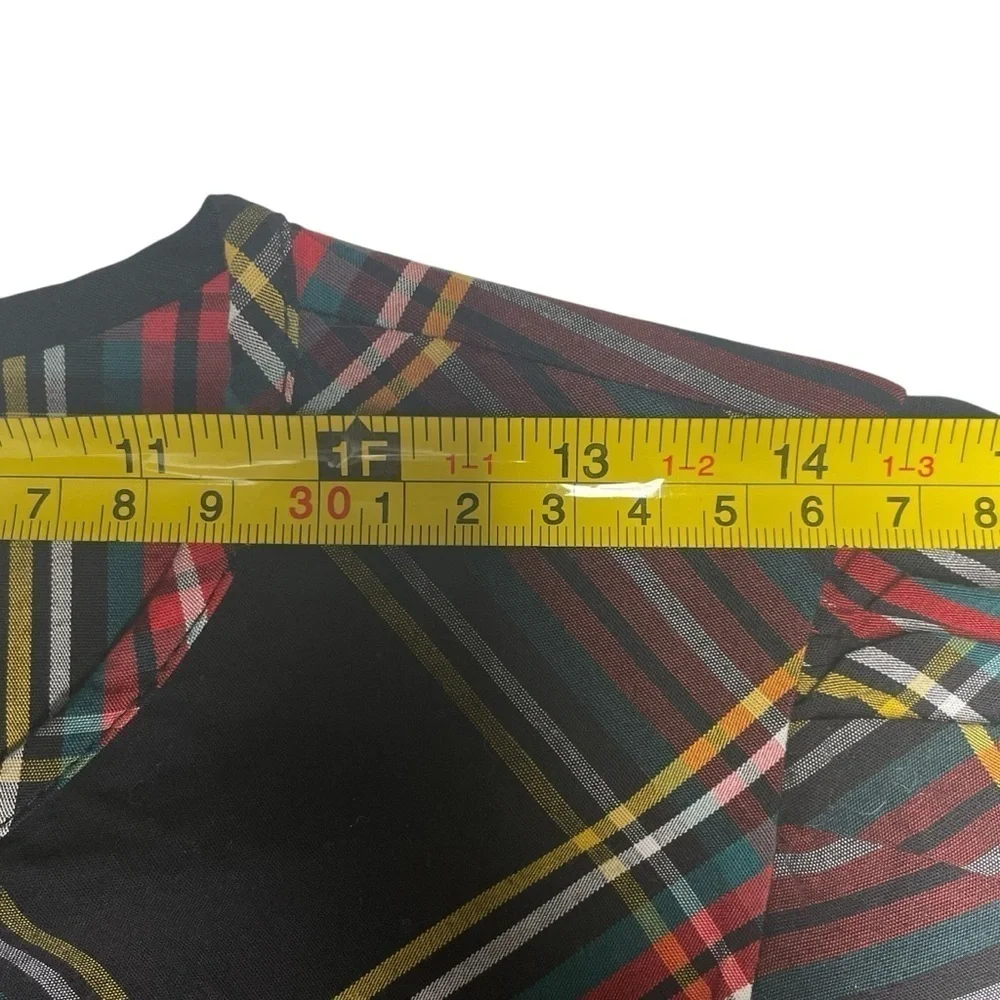 J. Crew Tartan puff-sleeve top in stretch poplin Size Medium